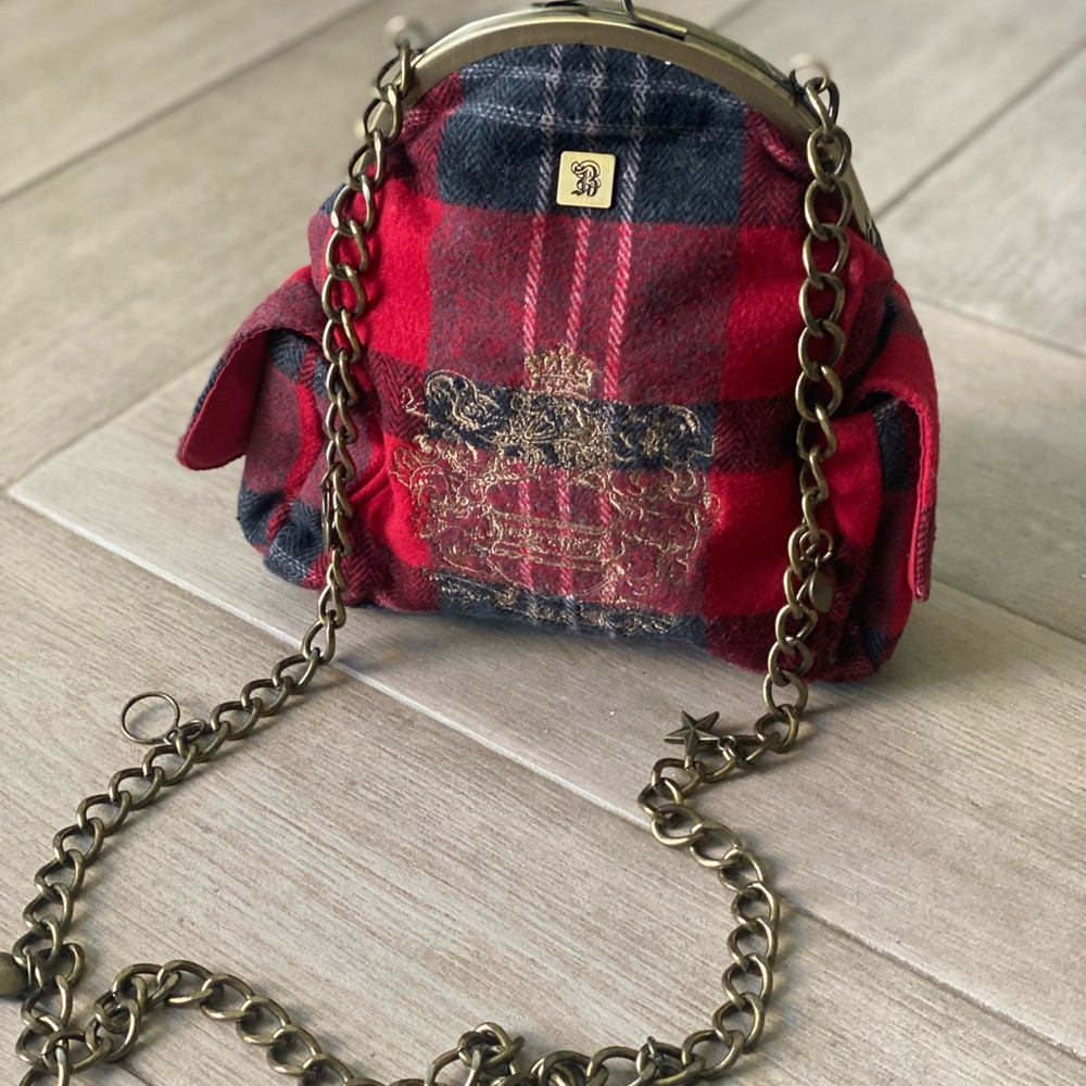 Plaid Red Chain-Charm-Handle Shoulder Bag, BB Dakota
